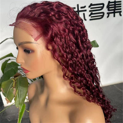 Pixie Curl 5x5 Lace Closure Wig Pre Plucked Human Hair Burgundy Color