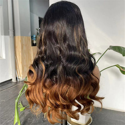 Ombre Honey Brown Body Wave HD Lace Wig Human Hair Swiss Glueless Precut Wigs