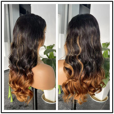Ombre Honey Brown Body Wave HD Lace Wig Human Hair Swiss Glueless Precut Wigs