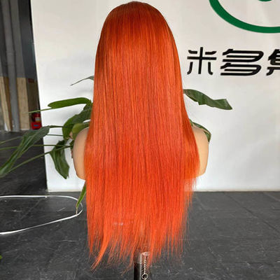 Ginger Straight 13x4 Frontal Lace Wig Transparent 12A 300gram Customized