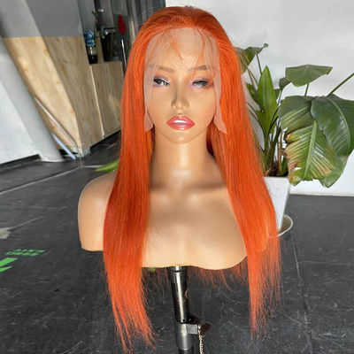 Ginger Straight 13x4 Frontal Lace Wig Transparent 12A 300gram Customized