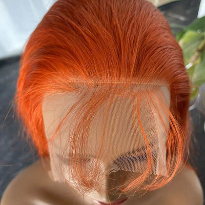 Ginger Straight 13x4 Frontal Lace Wig Transparent 12A 300gram Customized