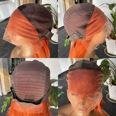 Ginger Straight 13x4 Frontal Lace Wig Transparent 12A 300gram Customized