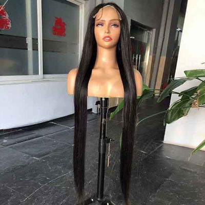 Straight Brazilian HD Transparent Swiss 6x6 Lace Closure Human Hair Wigs 40 Inch