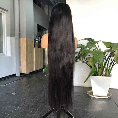 Straight Brazilian HD Transparent Swiss 6x6 Lace Closure Human Hair Wigs 40 Inch