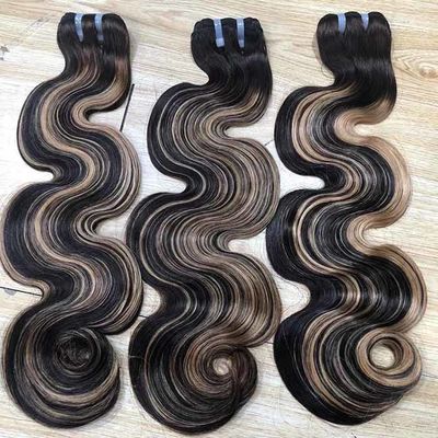 SDD Piano Color Body Wave Human Hair Bundles Highlight Single Donor Raw Hair Super Double Drawn Vietnamese Hair Bundles