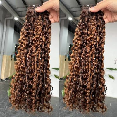 12A Super Double Drawn Highlight Pissy Curl Raw Human Hair Bundle Vendors with 2x6 Kim K closure