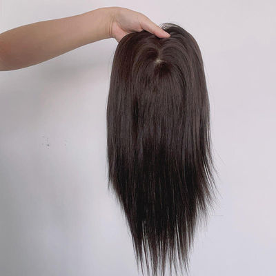 Silk Base Brown Female Toupee Black People Human Hair Wigs 140% Density