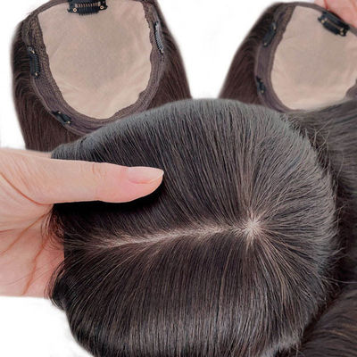 Silk Base Brown Female Toupee Black People Human Hair Wigs 140% Density