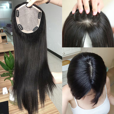 Natural Black Permanent Women's Toupee Wigs Topper Human Hair Prosthesis Replacement