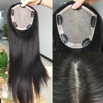 Natural Black Permanent Women's Toupee Wigs Topper Human Hair Prosthesis Replacement