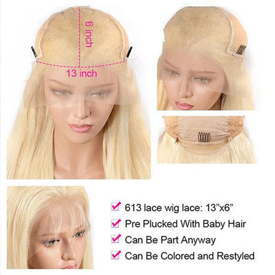 Deep Wave 13X6 HD Full Lace 613 Blonde Wig Frontal Raw Human Hair With Baby Hair
