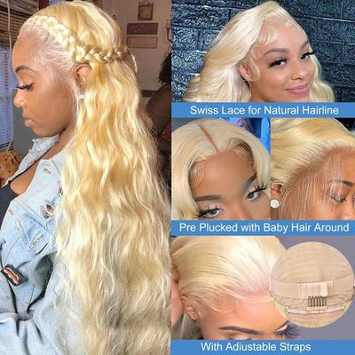 Deep Wave 13X6 HD Full Lace 613 Blonde Wig Frontal Raw Human Hair With Baby Hair