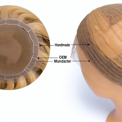 Handmade Human Hair Lace Wig with Elastic Band and OEM Service