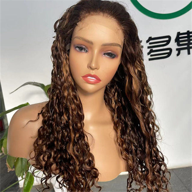 Swiss HD Lace Wig Closure Double Drawn Pixie Curls Human Hair Highlight Color