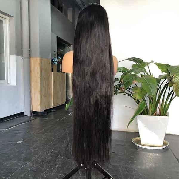 Straight Brazilian HD Transparent Swiss 6x6 Lace Closure Human Hair Wigs 40 Inch