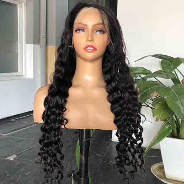 Double Drawn Loose Curly 13x4 HD Lace Frontal Wig Human Hair 22inch