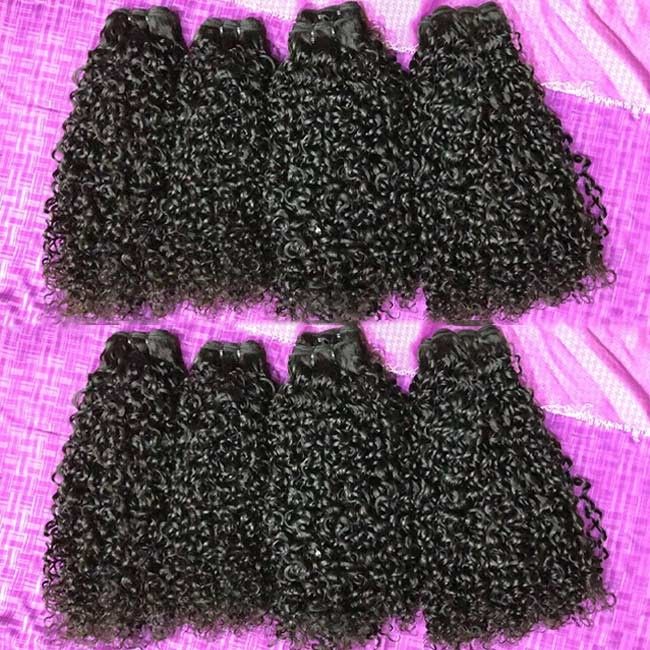 Full Tip Double Drawn Weave Hair Extensions Pixie Wig Magic Curl Custom