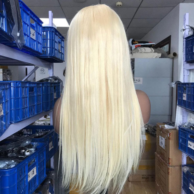 OEM 613 Cuticle Aligned Virgin Hair Vendors Blonde Lace Closure Wig 30 inch